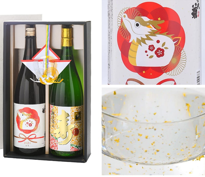 千代菊上撰 寿 金箔入り・干支ラベル 2024年 1800ml×2本ギフトセット［常温］【3～4営業日以内に出荷】